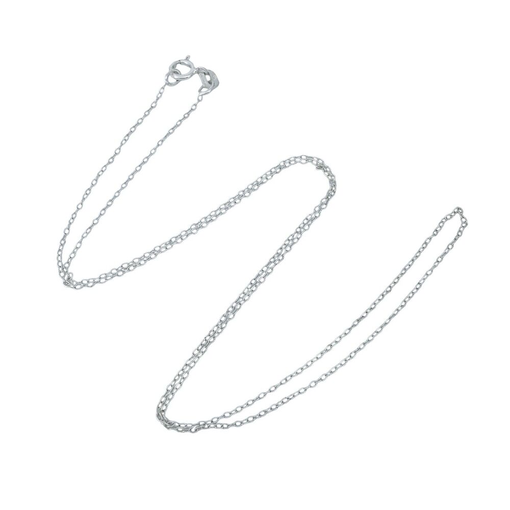 Estate Italy SU Sterling Silver 925 0.9mm Fine Cable Chain Necklace 18"